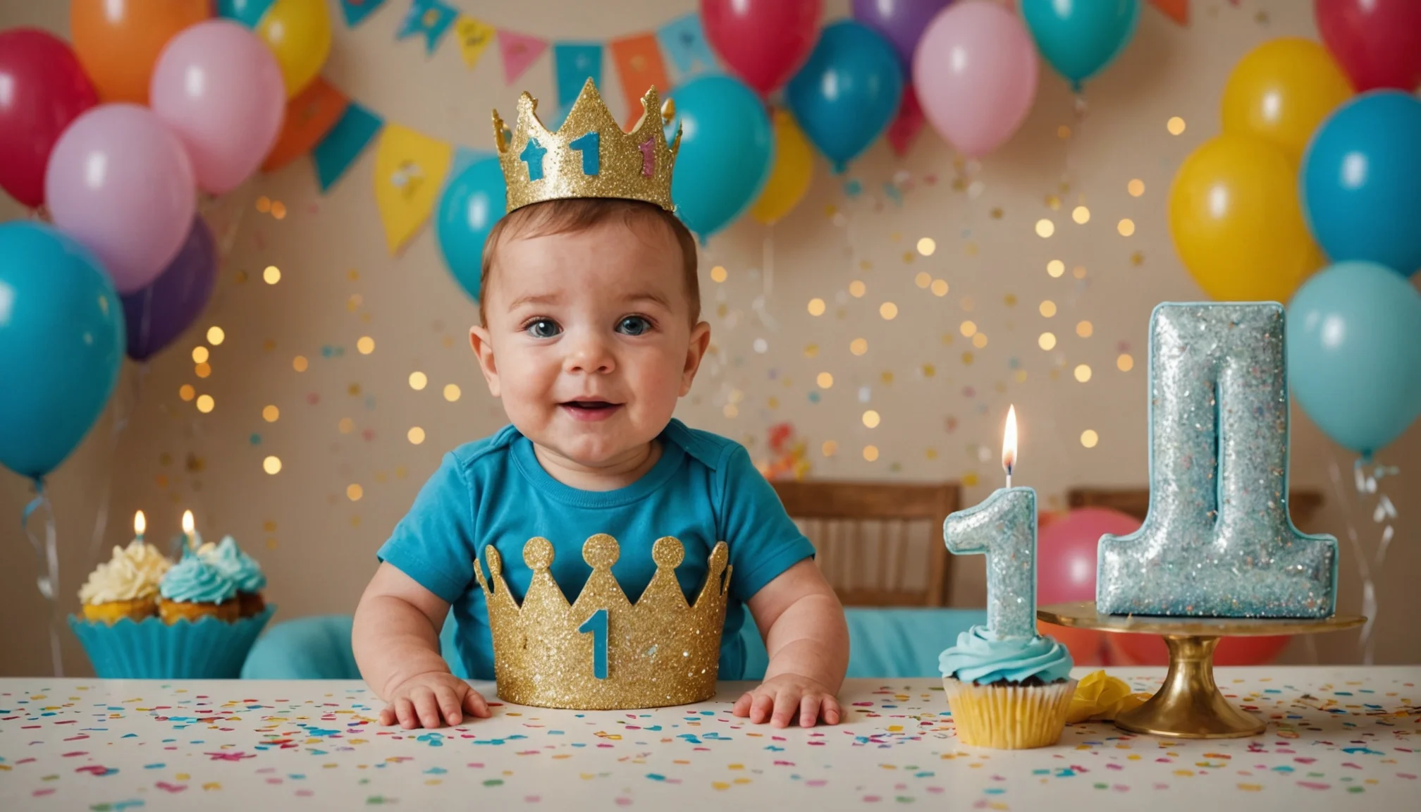 Celebra el primer año con una corona cumpleaños 1 año mágica y personalizable
